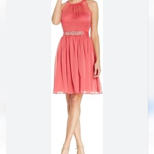 Adrianna Papell Belted Chiffon Halter Dress, Size 6